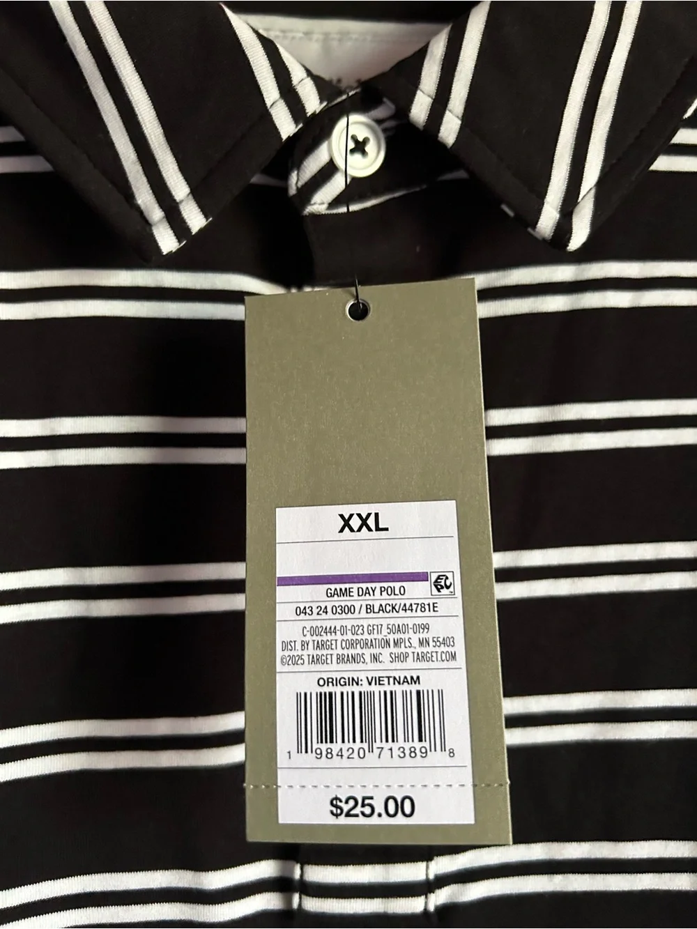 Goodfellow & Co Size XXL Black and White Striped Polo